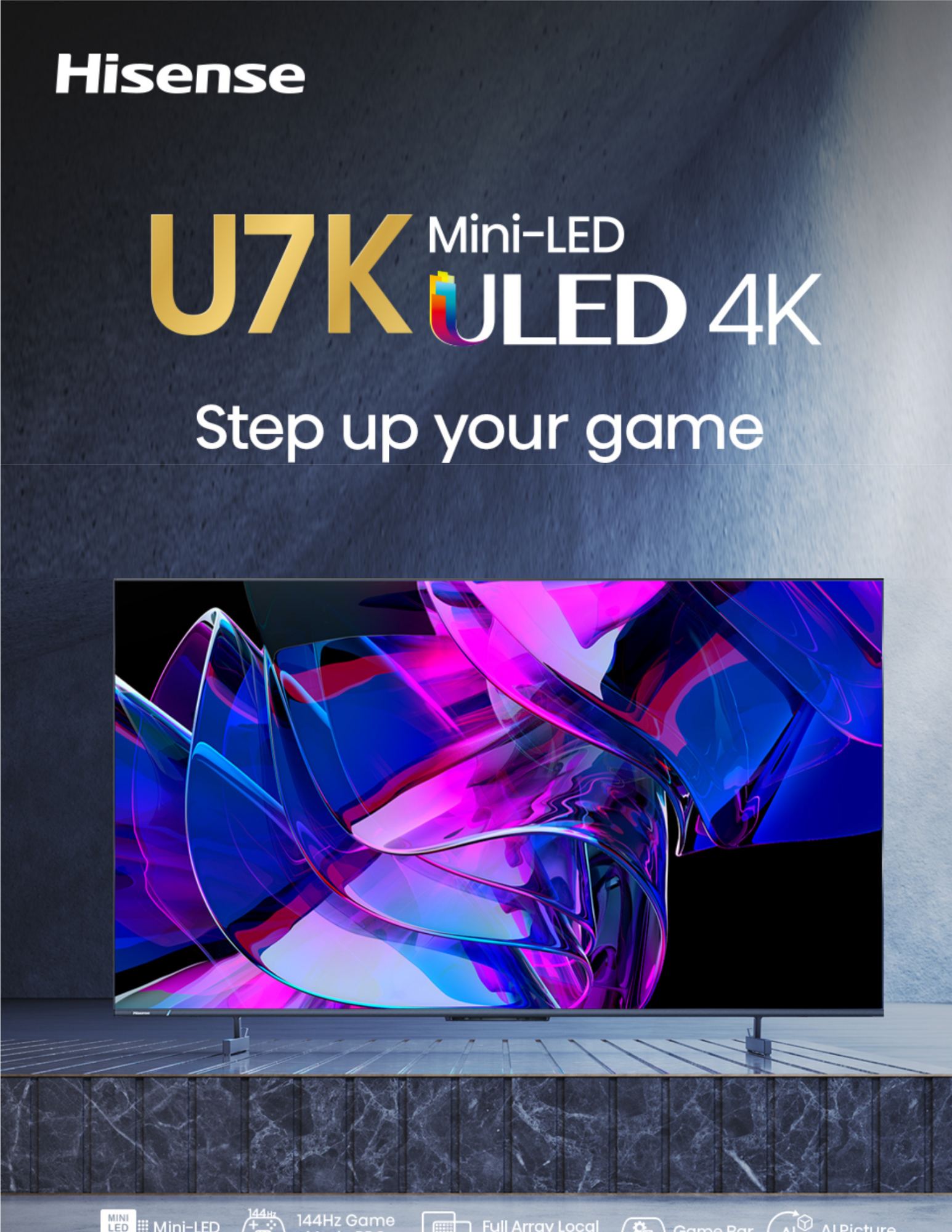 Hisense U7K Mini-LED ULED 4K TV gaming performance banner