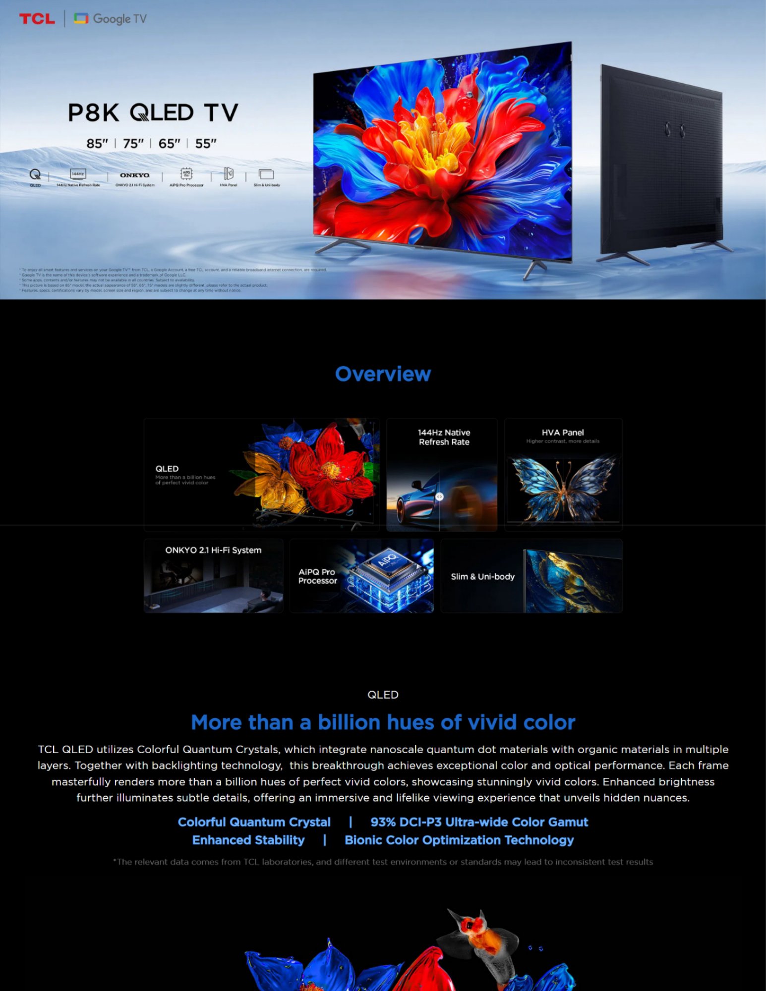 TCL P8K QLED TV with bezel-less premium design