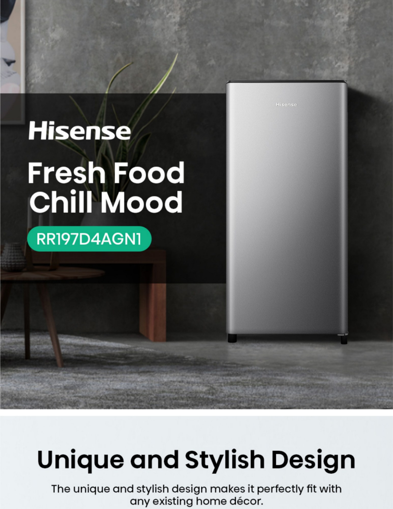 RR197D4AGNI single door fridge lifestyle view