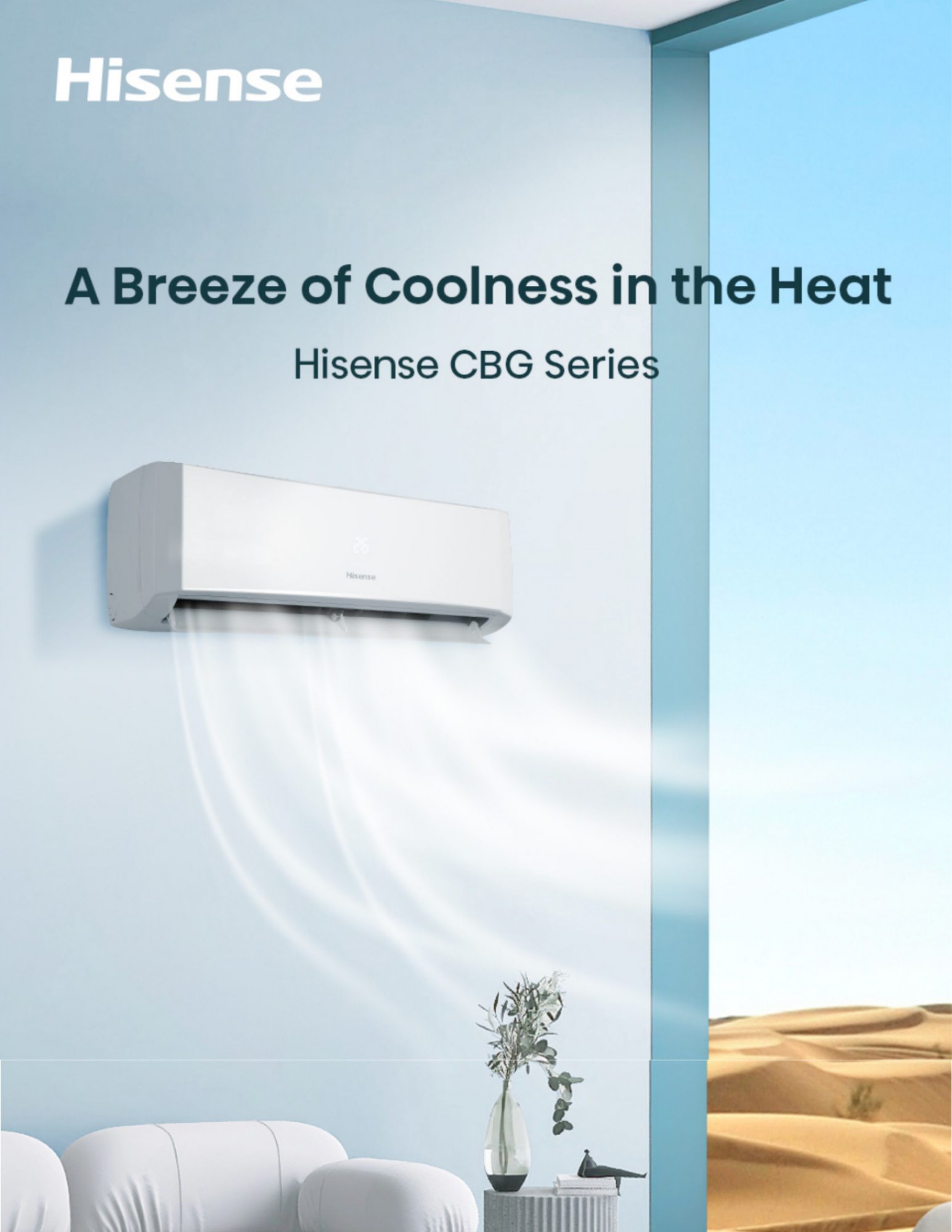 Hisense CBG Series air conditioner cooling in modern living room