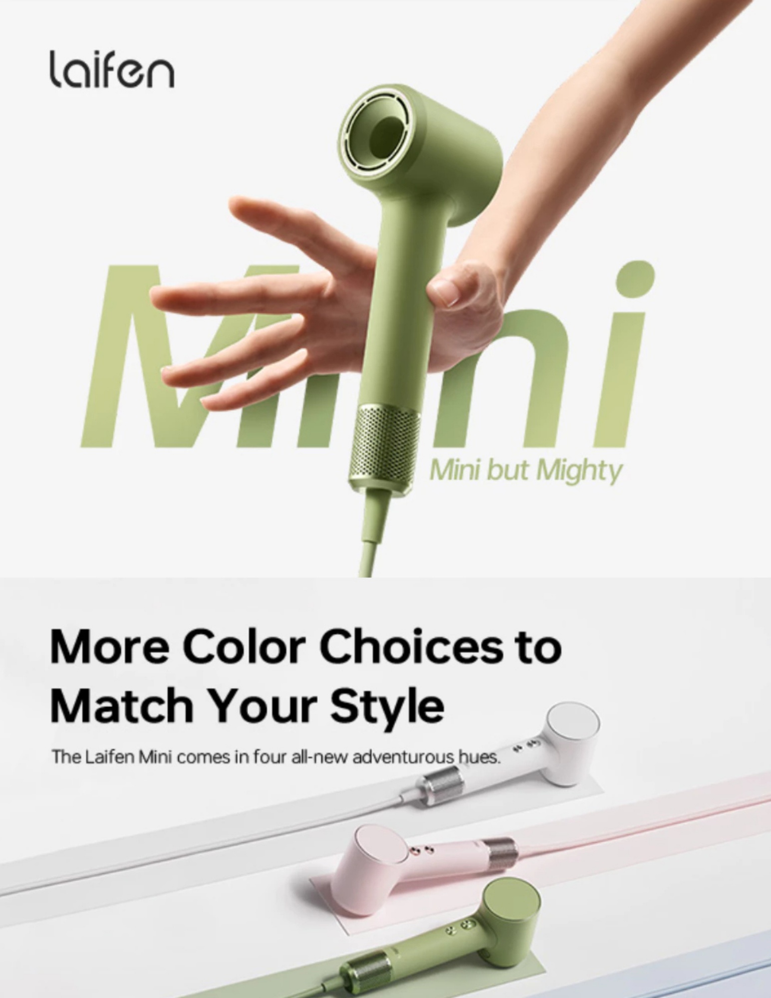 Laifen Mini hair dryer controls with LED ring display