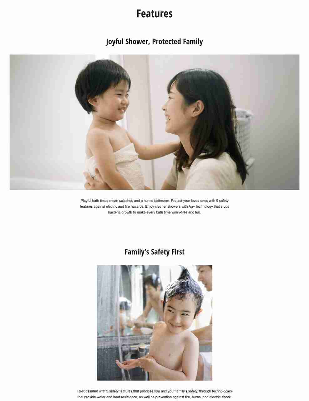 Mom and child enjoying a safe, fun shower.