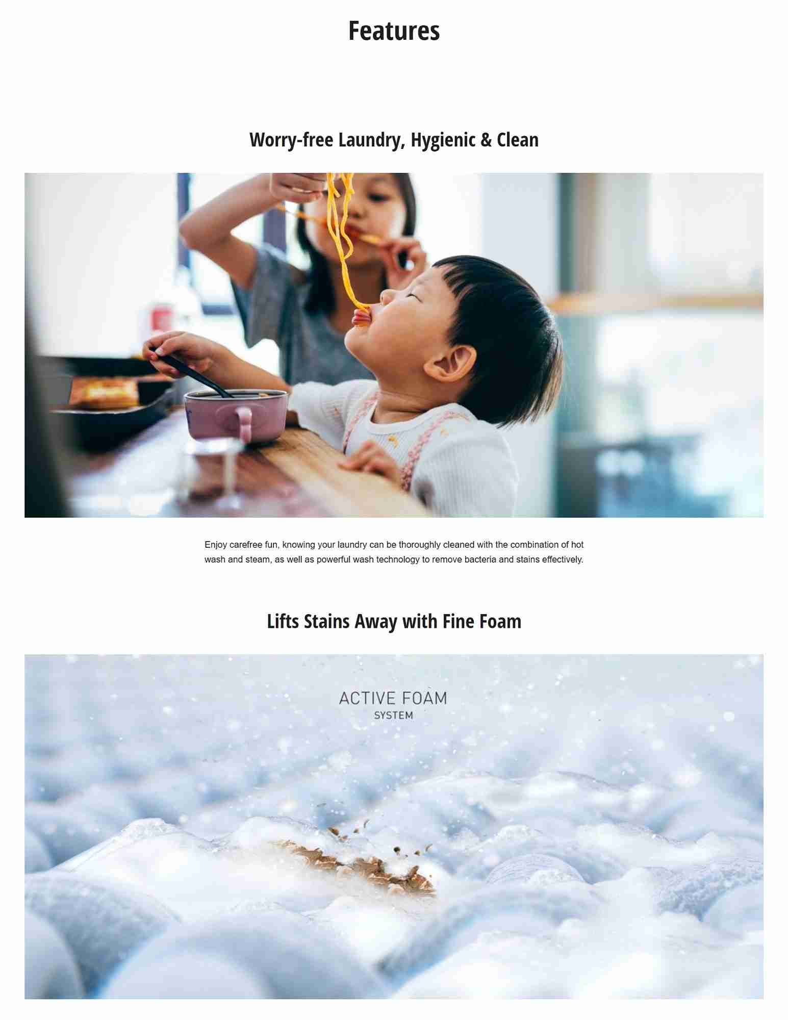 Child enjoying hygienic, clean laundry.