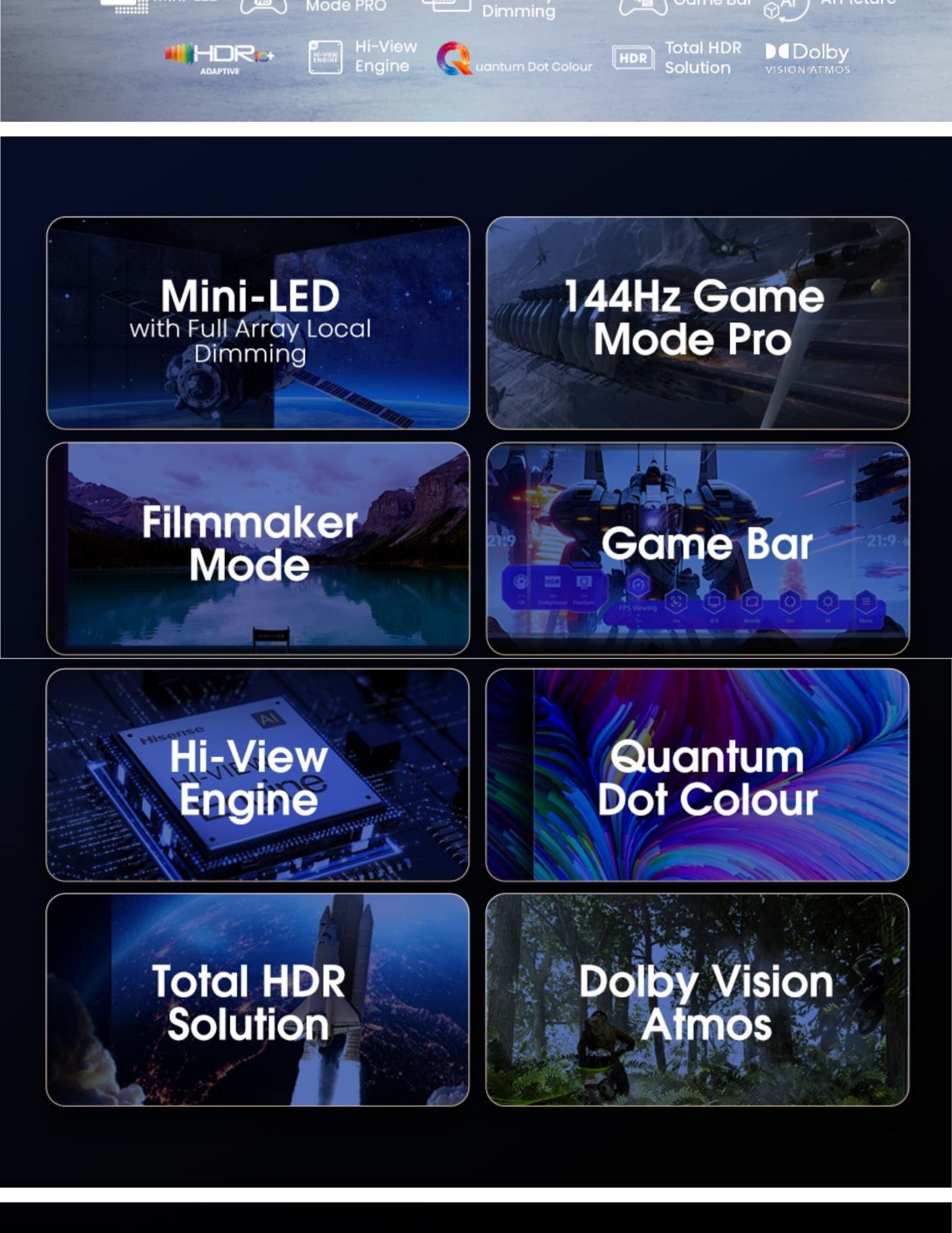 Hisense U7K key features including Mini-LED and 144Hz gaming