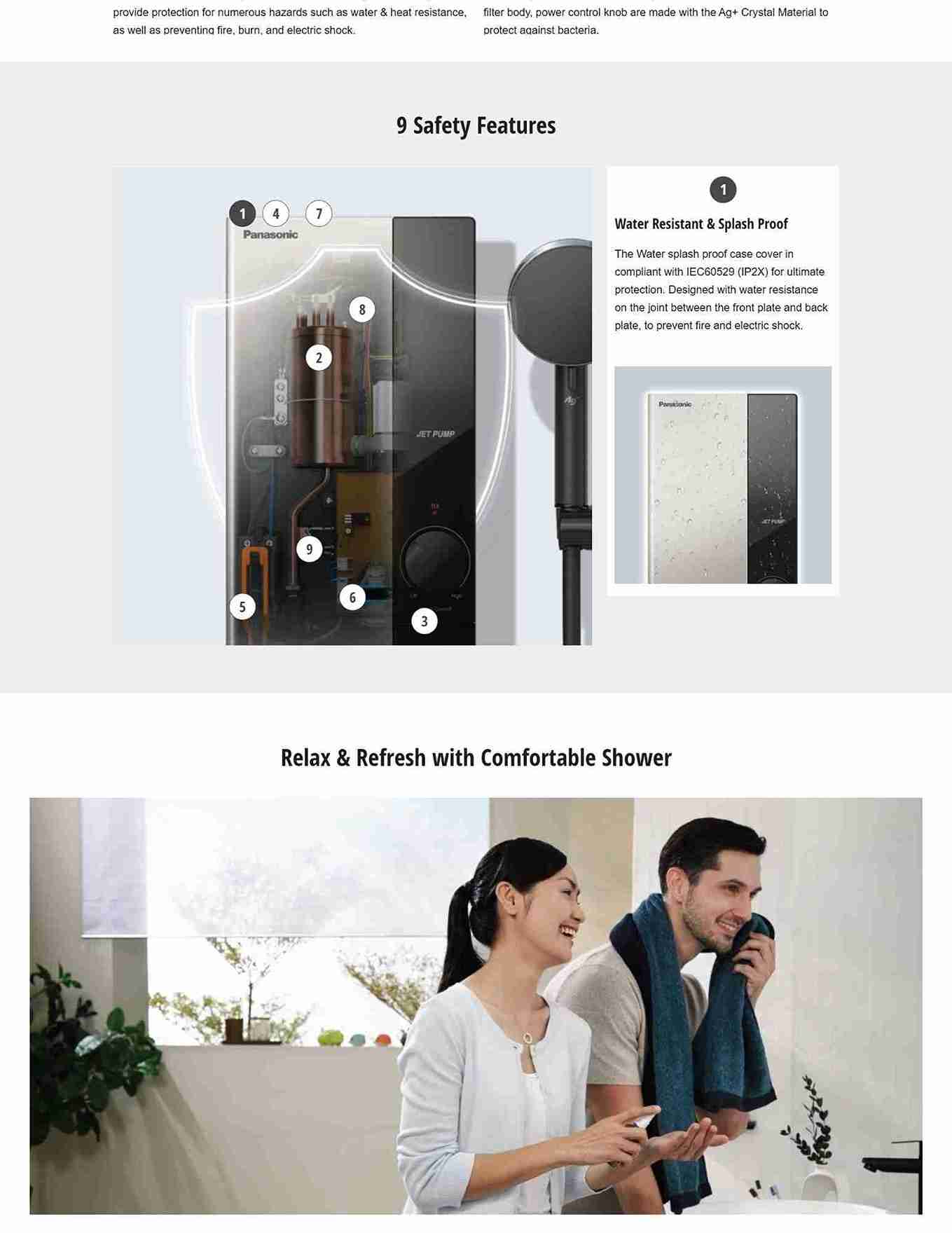 Modern bathroom with adjustable rain shower.