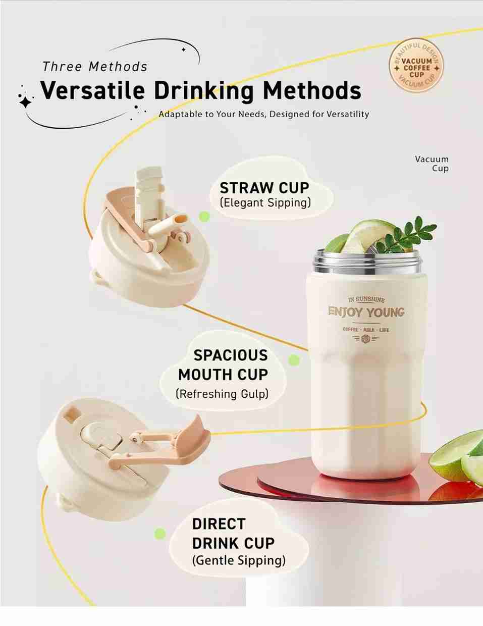 Versatile drinking methods for the Joyoung Cup.