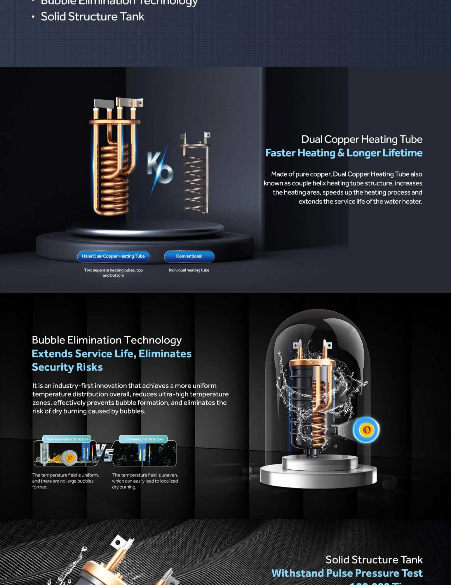 Dual copper heating tube