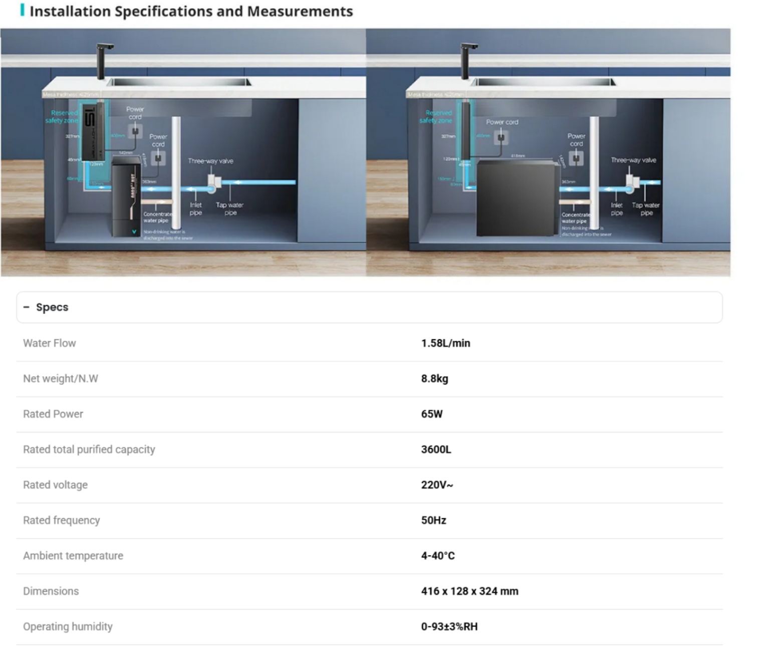 Smart water purifier with app control and preset temperatures