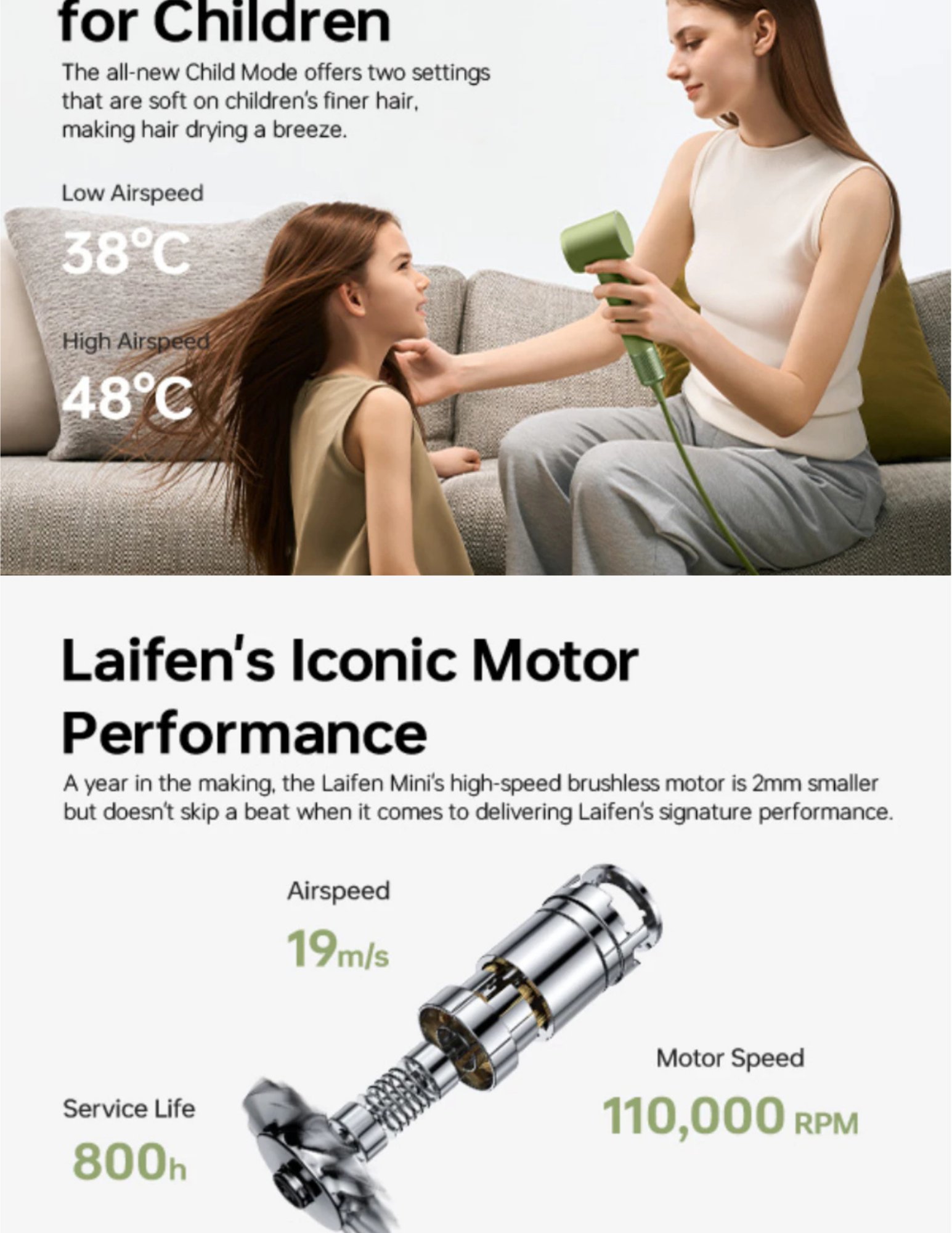 Ultra-fast hair drying with Laifen Mini in use