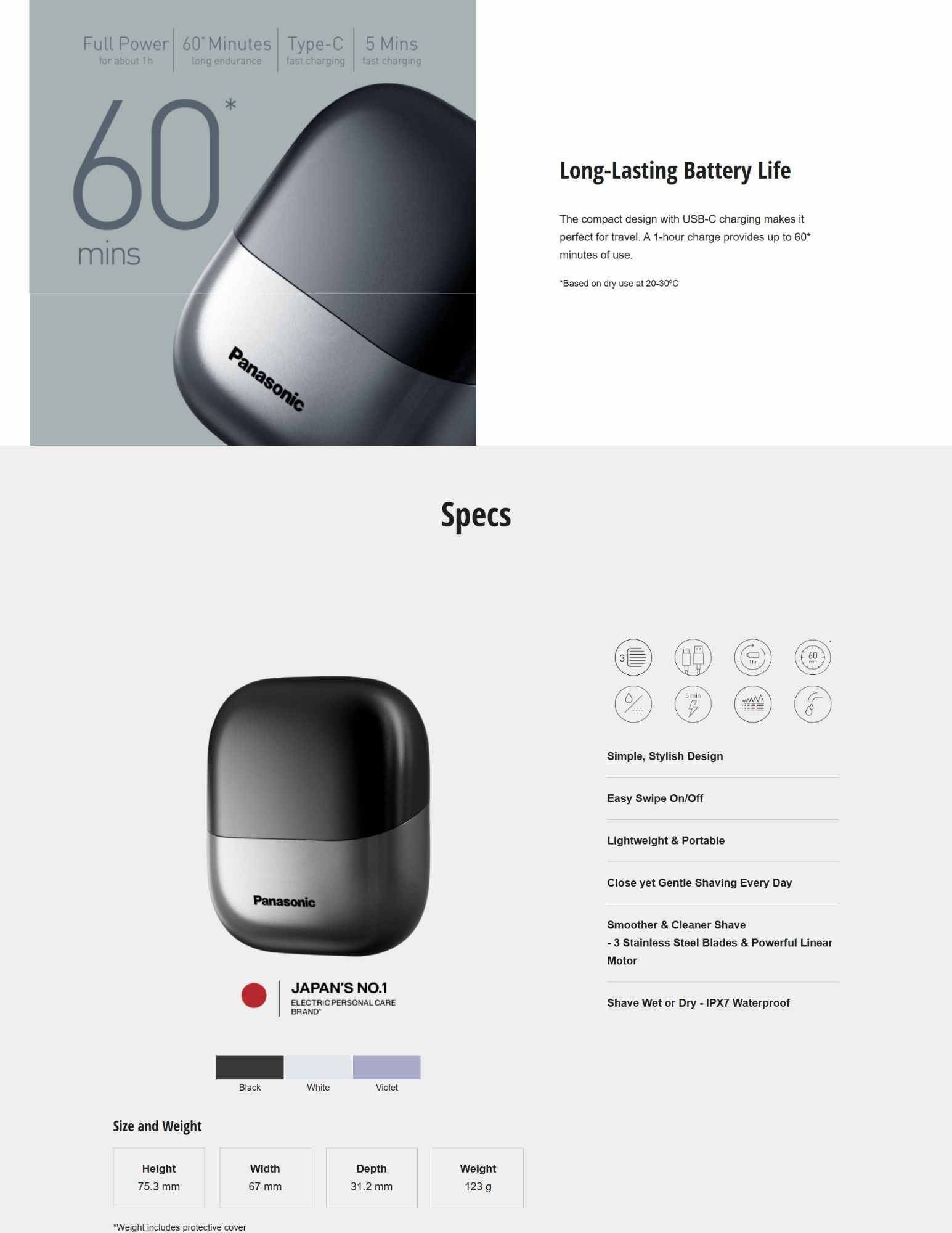 Powerful motor and stainless steel blades for efficient cutting.