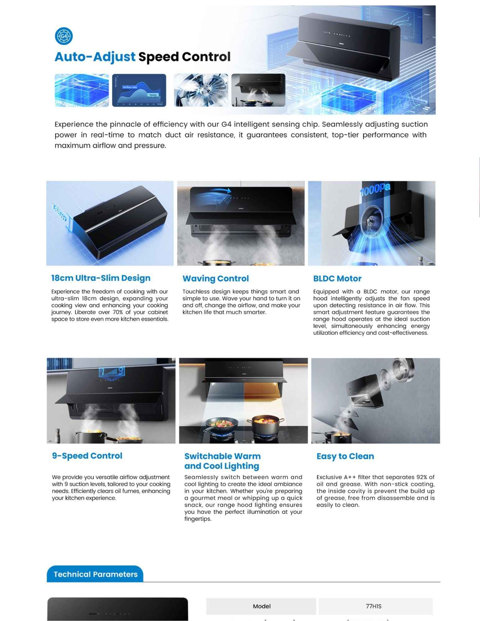 Auto-adjust speed control visual showing intelligent airflow system