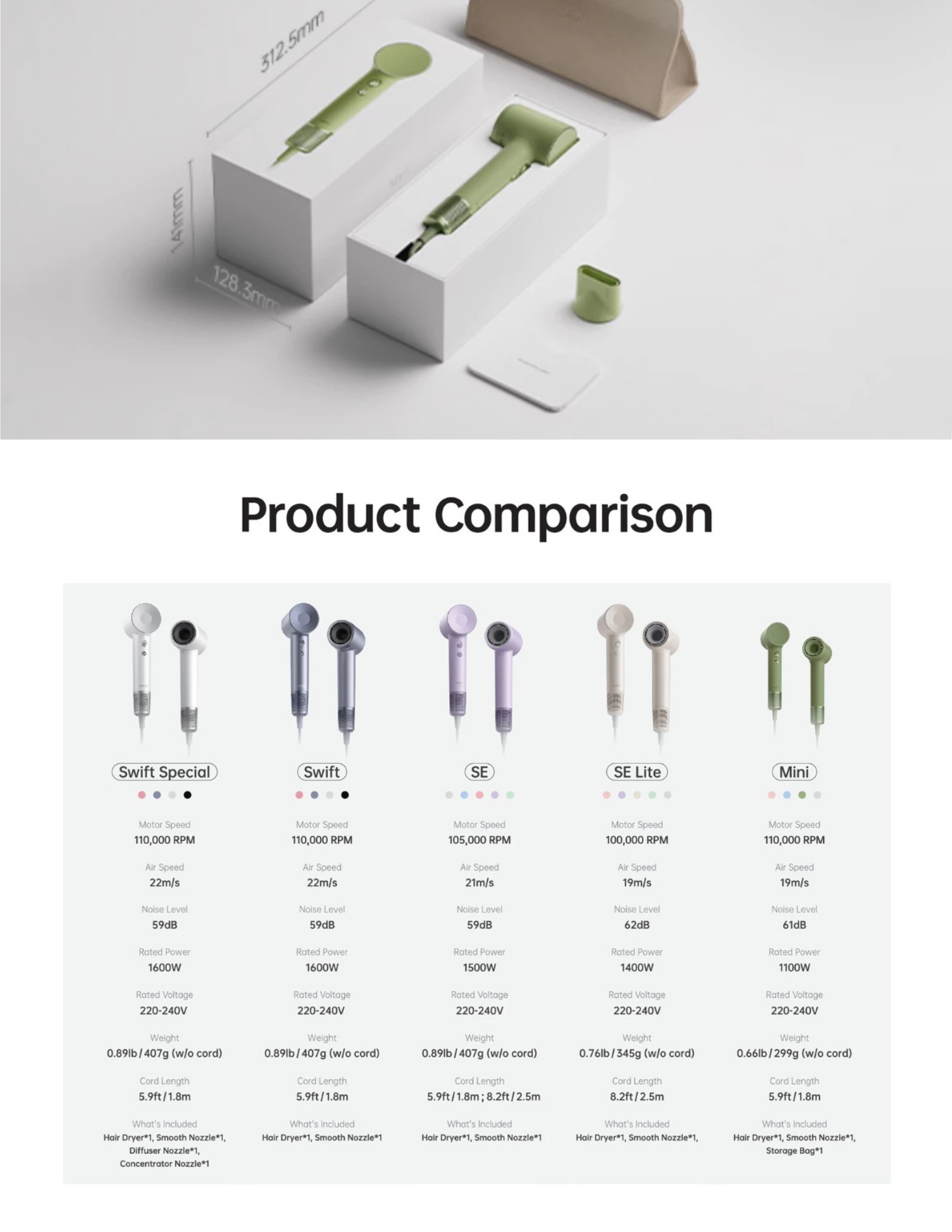 Multiple Laifen Mini color options laid flat