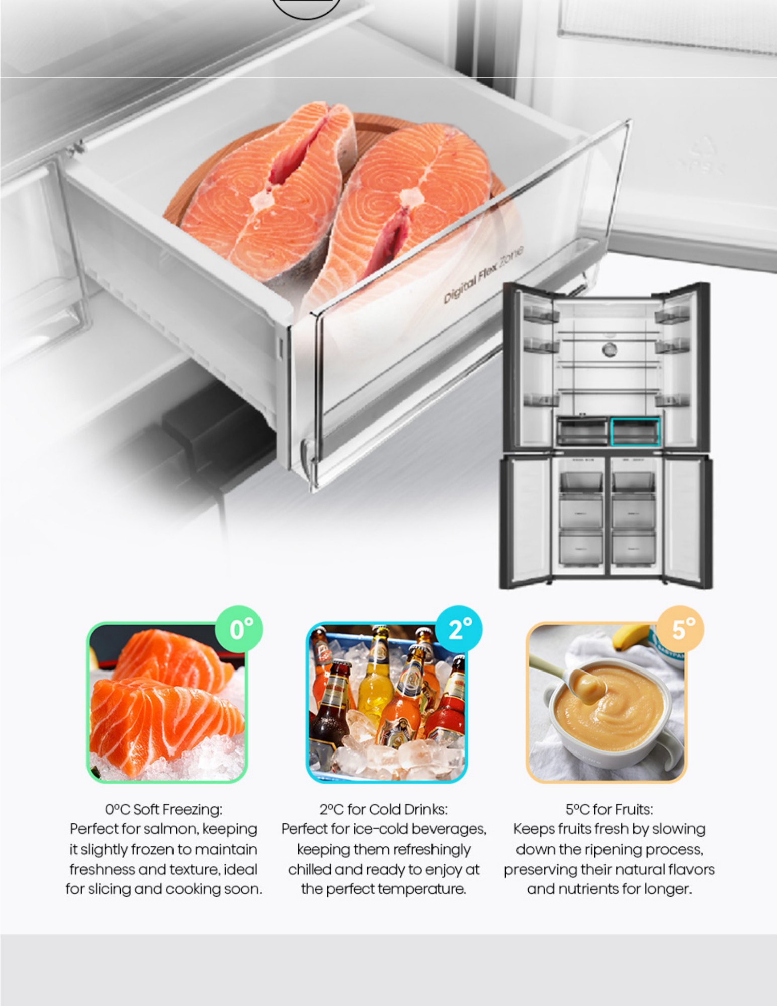 Extremely frozen fresh comparison with flash freezing