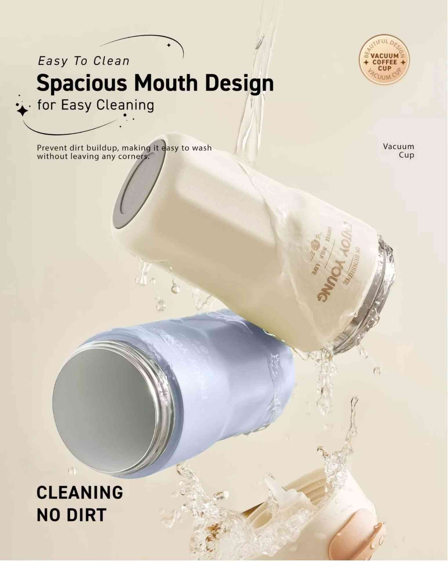 Spacious mouth design for easy cleaning.