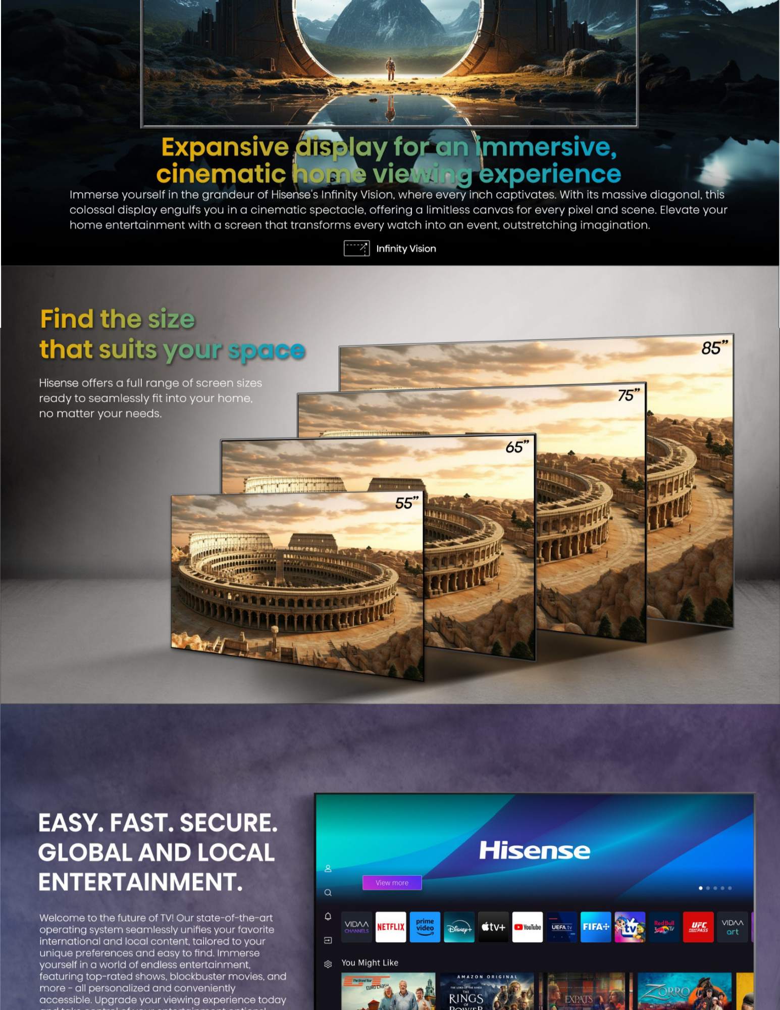 Hisense TV and soundbar control with EZPlay settings