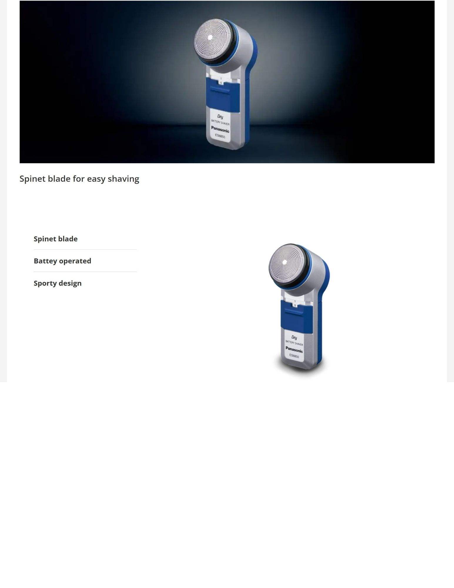 Compact and battery-operated spinet blade for easy and efficient shaving.