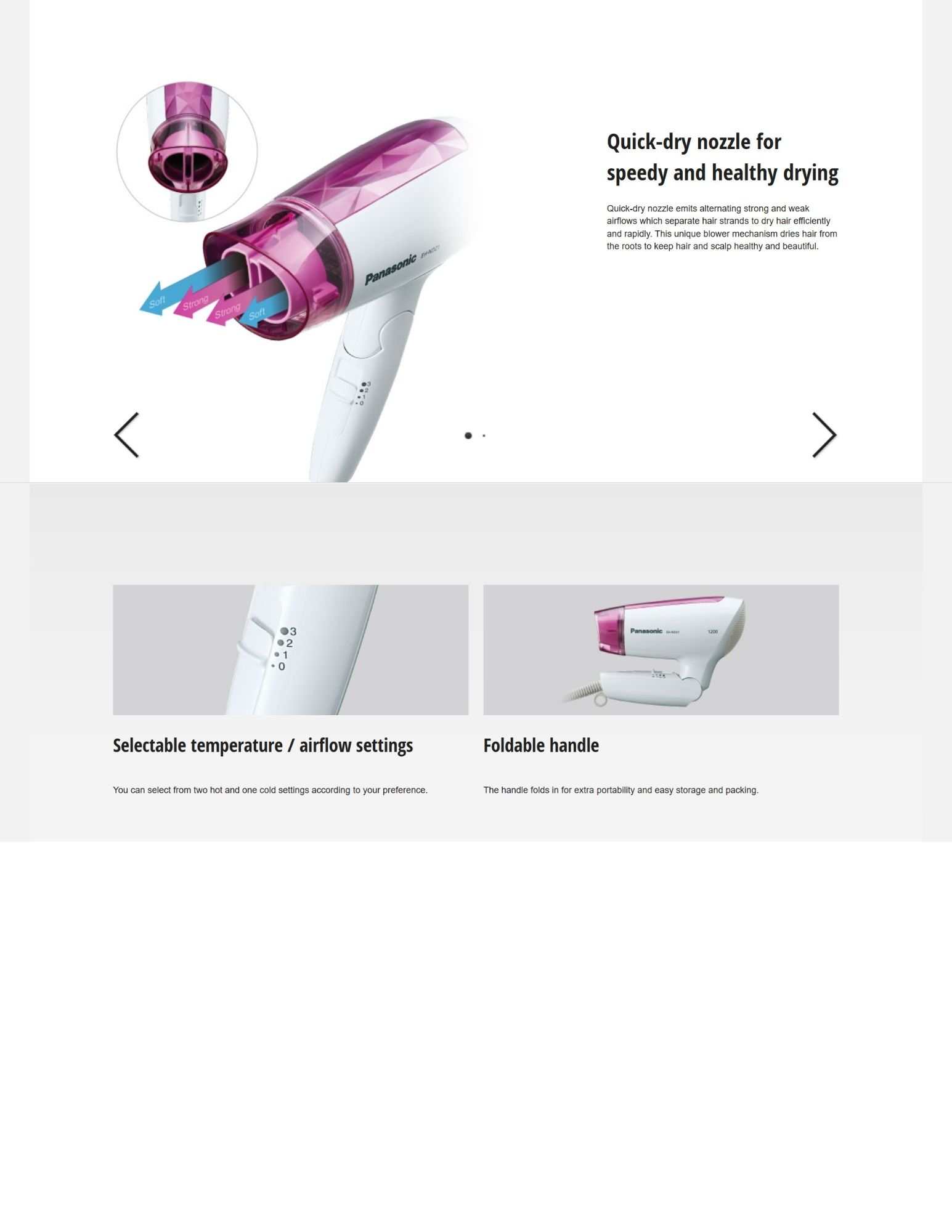 Fast drying with alternating airflow.