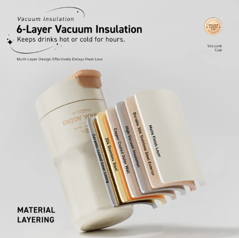 490ML Ceramic Vacuum Coffee Cup - Image 4