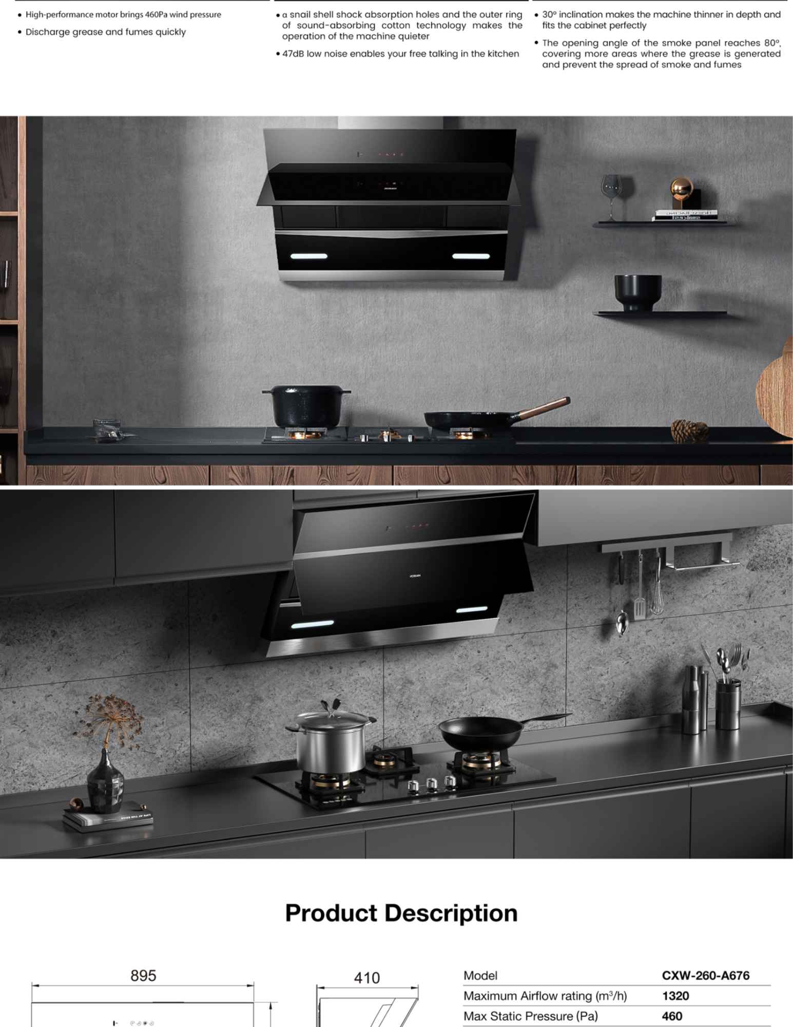 ROBAM A676 range hood extracting fumes during cooking