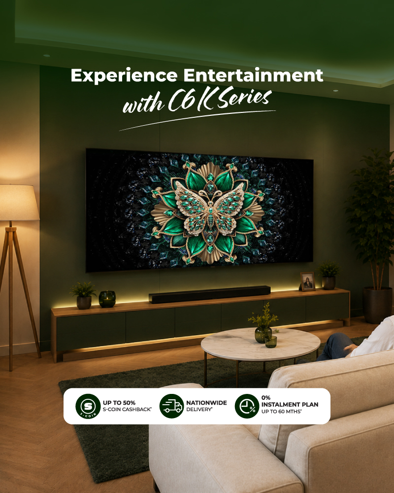 TCL C6K Series TV in a modern living room