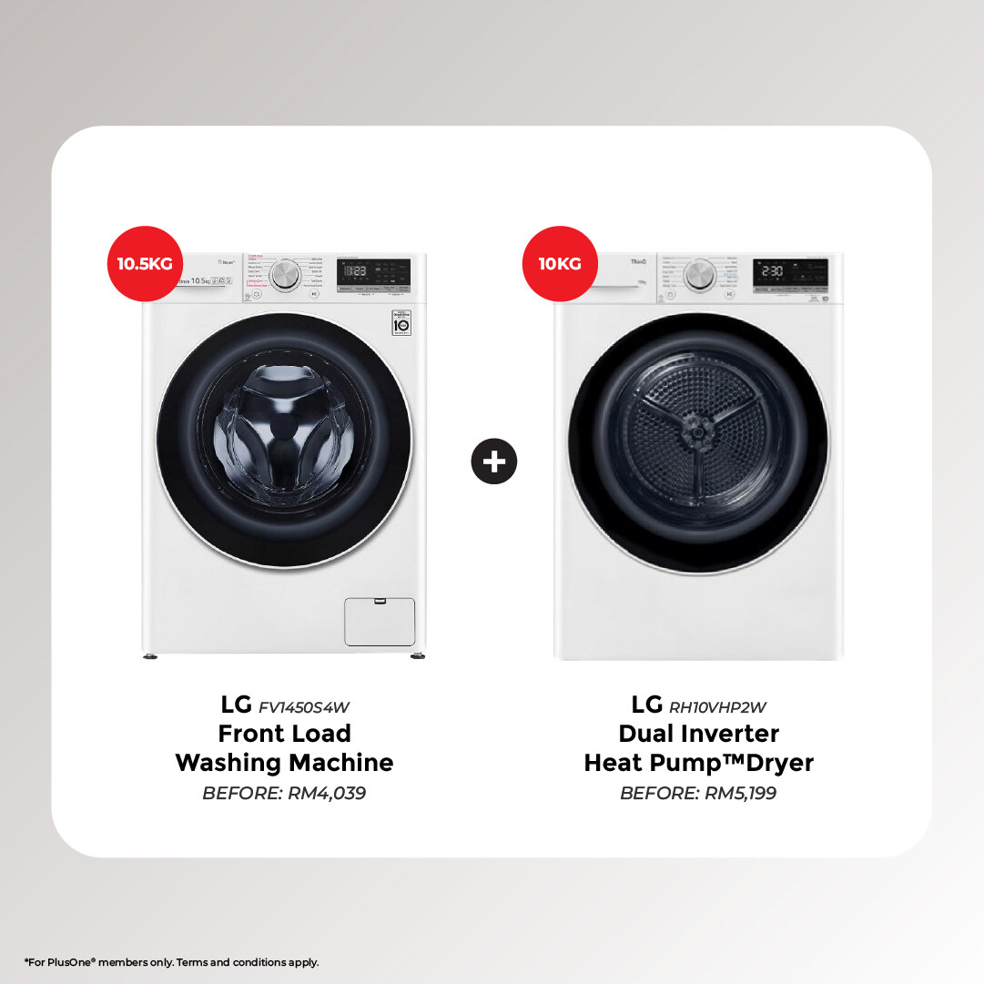 (Bundle Promo) LG 10.5KG Washer LG-FV1450S4W and 10KG Dryer LG-RH10VHP2W - Image 2