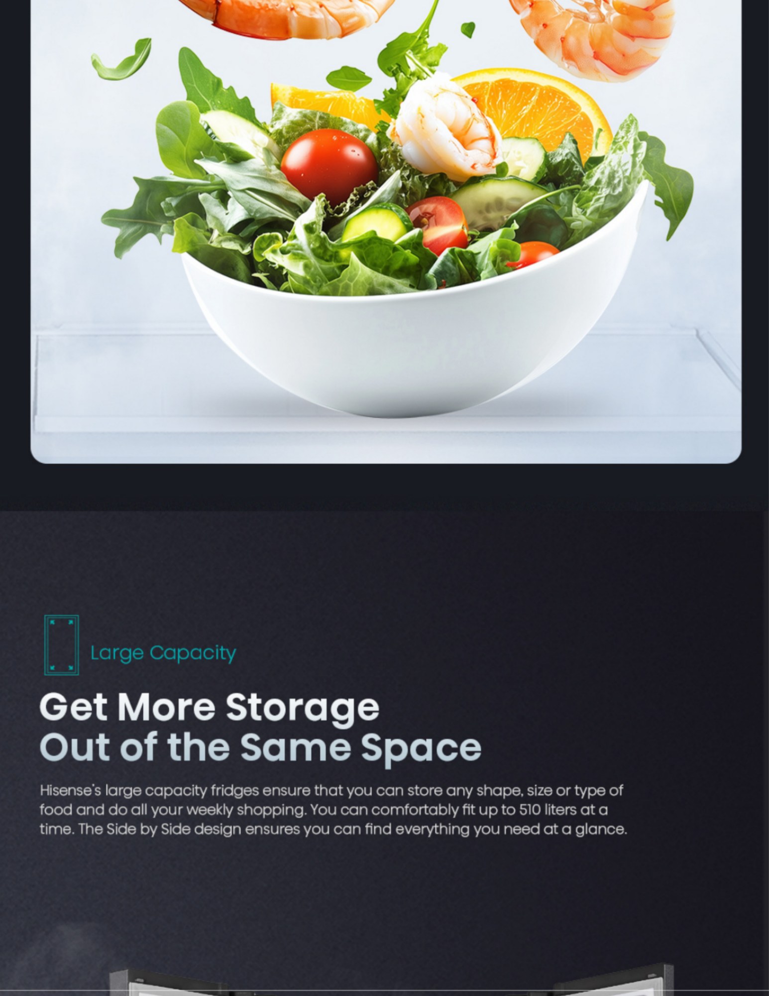 Hisense 510L side by side fridge large capacity