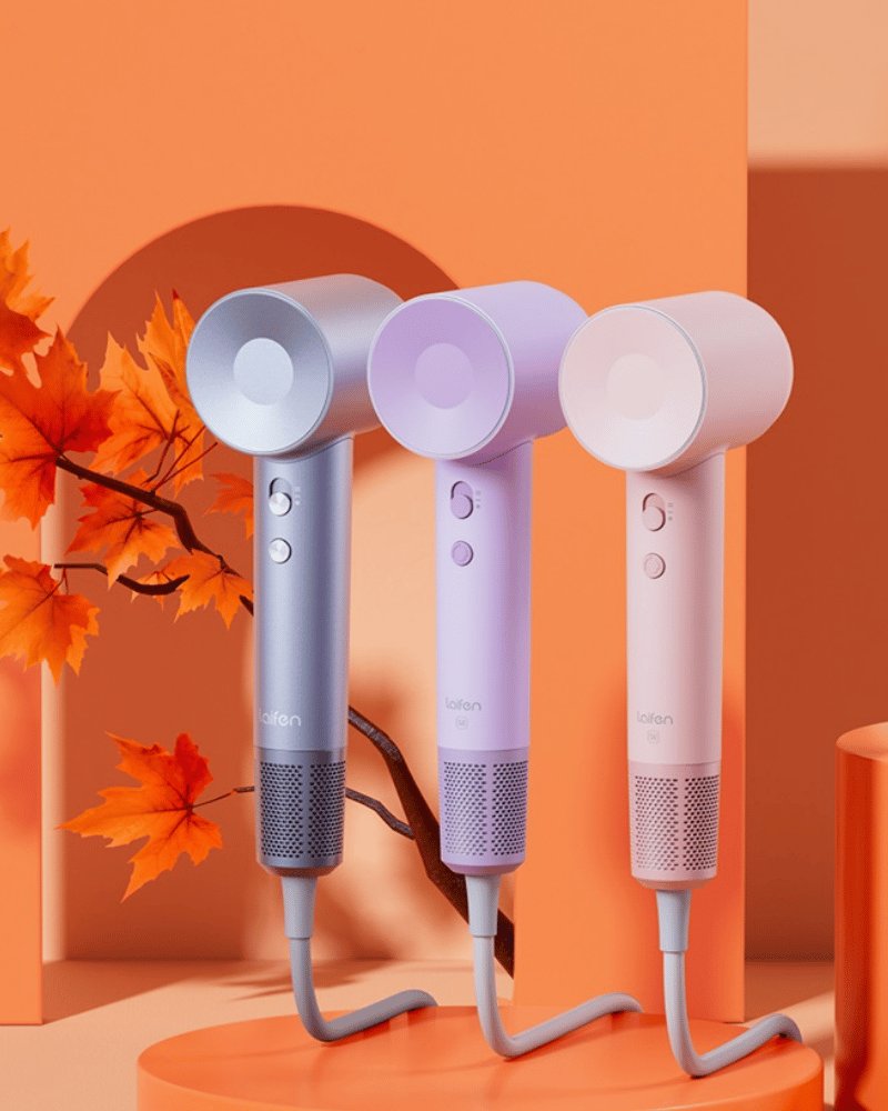 Laifen SE Lite high-speed hair dryers in multiple pastel colors.