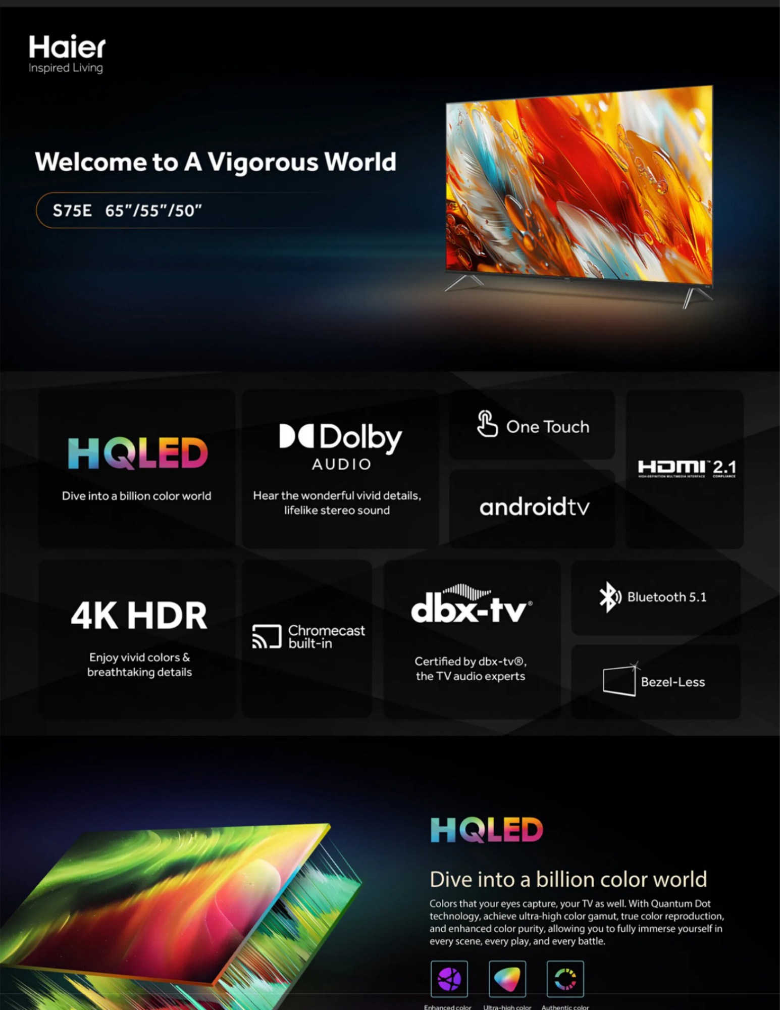 Haier Android TV with streaming apps and smart interface