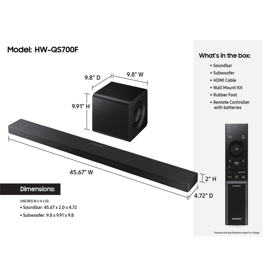 Q-series Soundbar HW-QS700F 3.1.2 ch Subwoofer (2025) - Image 3