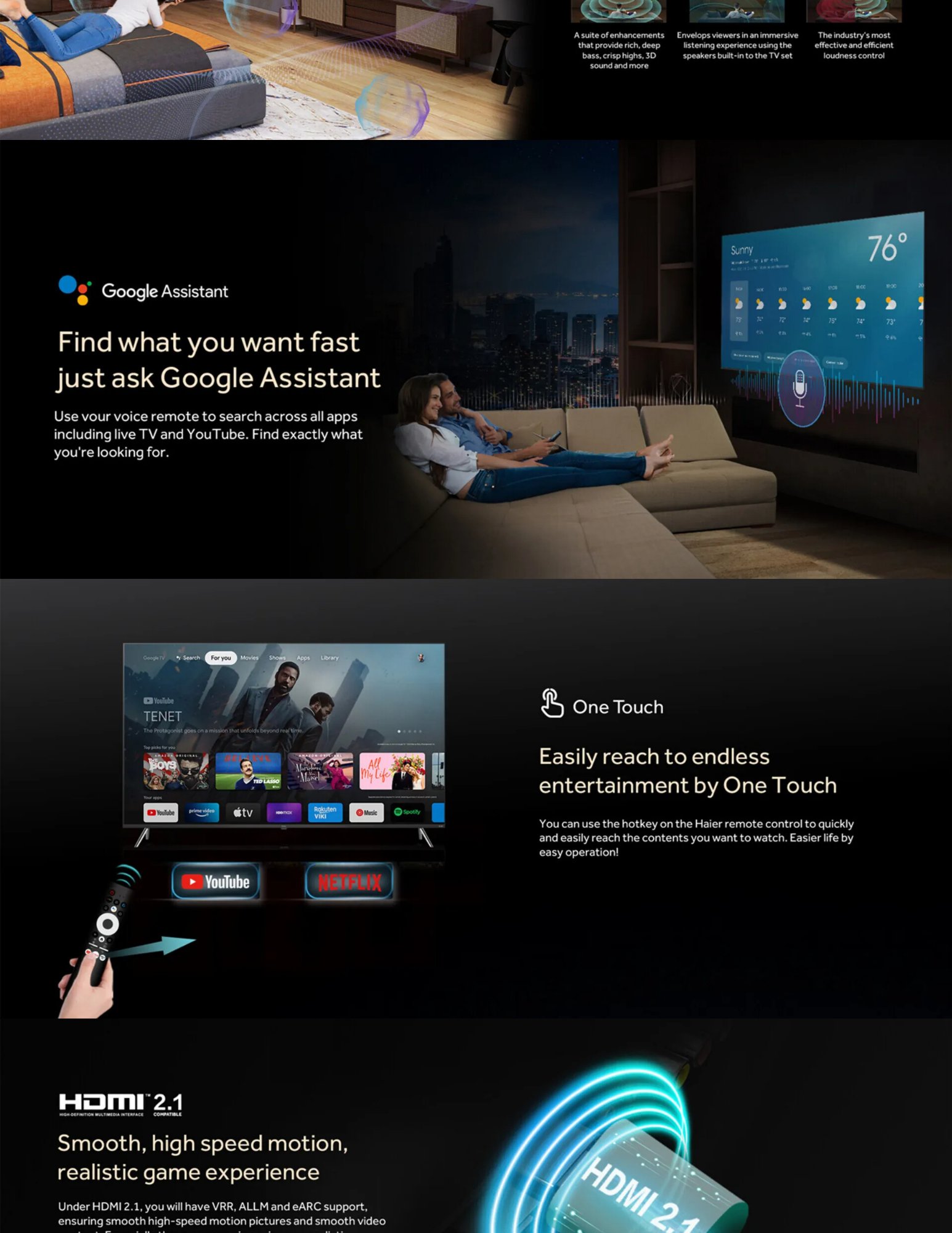 Haier Android TV with Google Assistant voice control