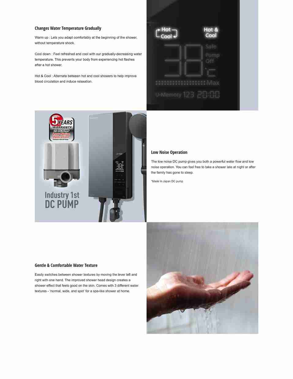 Woman enjoying a comfortable shower with temperature control.