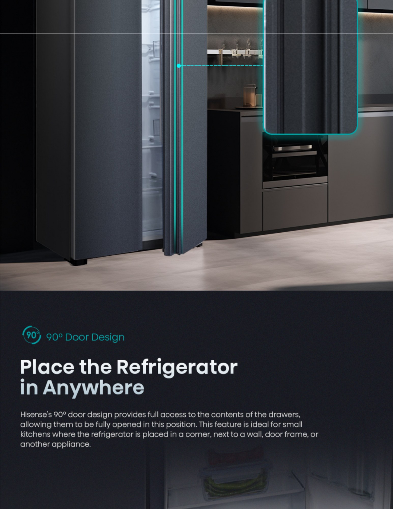 Hisense fridge one line handle modern design