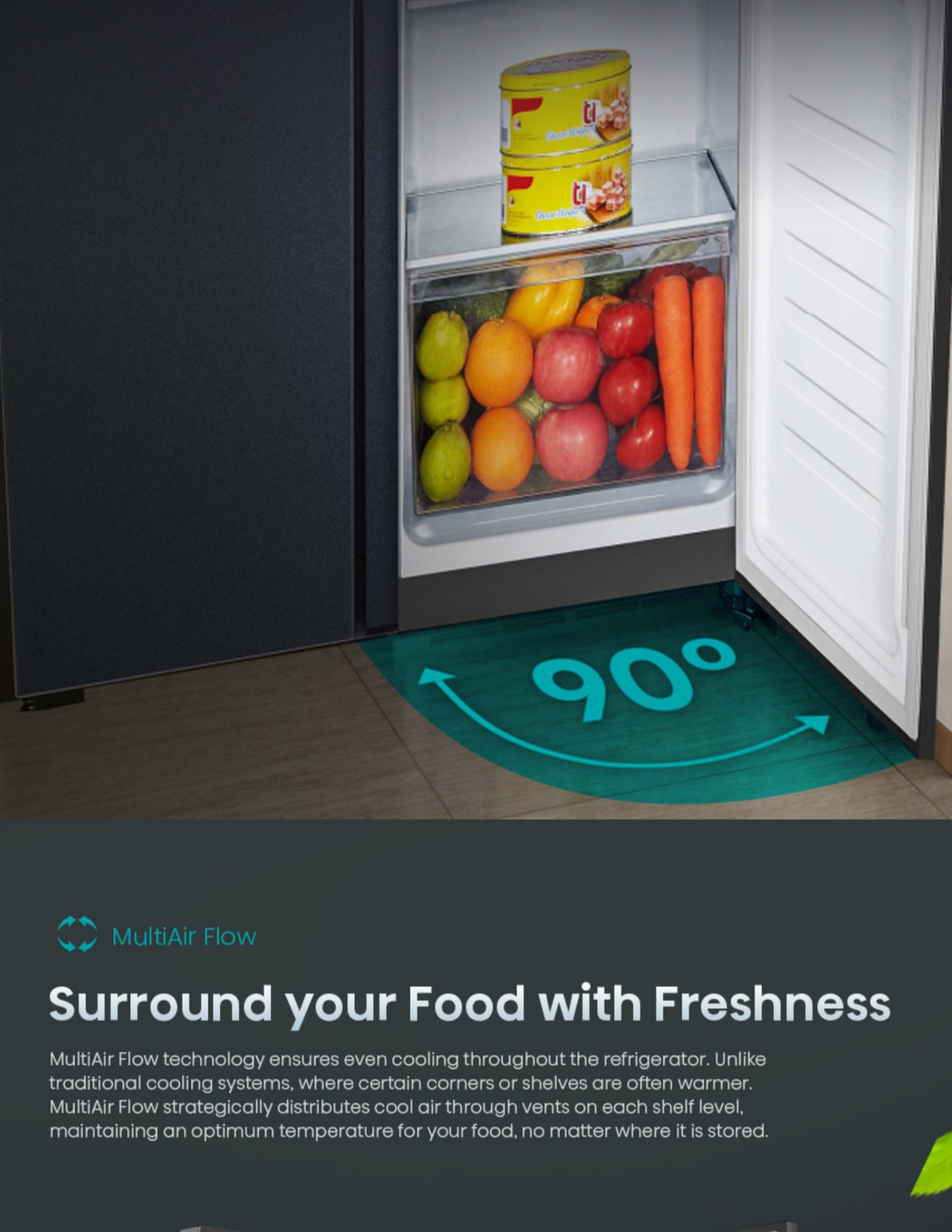 Hisense 90 degree door refrigerator corner placement