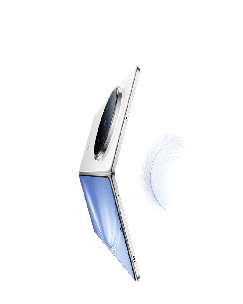 vivo X Fold5 foldable phone shown partially open.