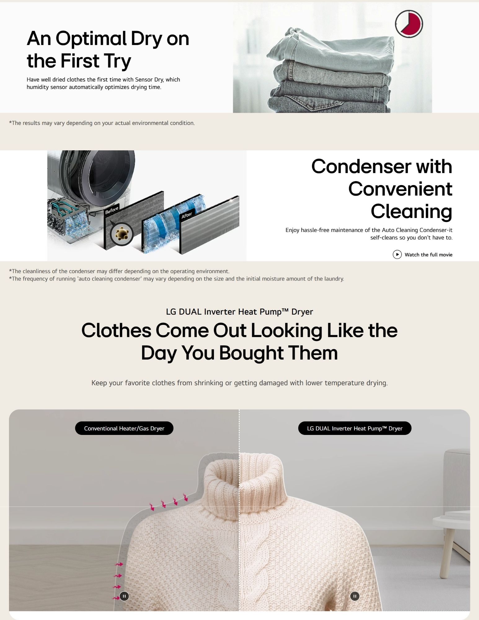 LG heat pump dryer keeps clothes looking like new