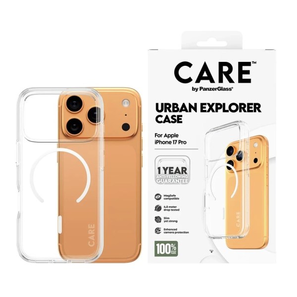 CARE by PanzerGlass Flagship Case Transparent Urban Explorer w. White MagSafe iPhone 17 Pro