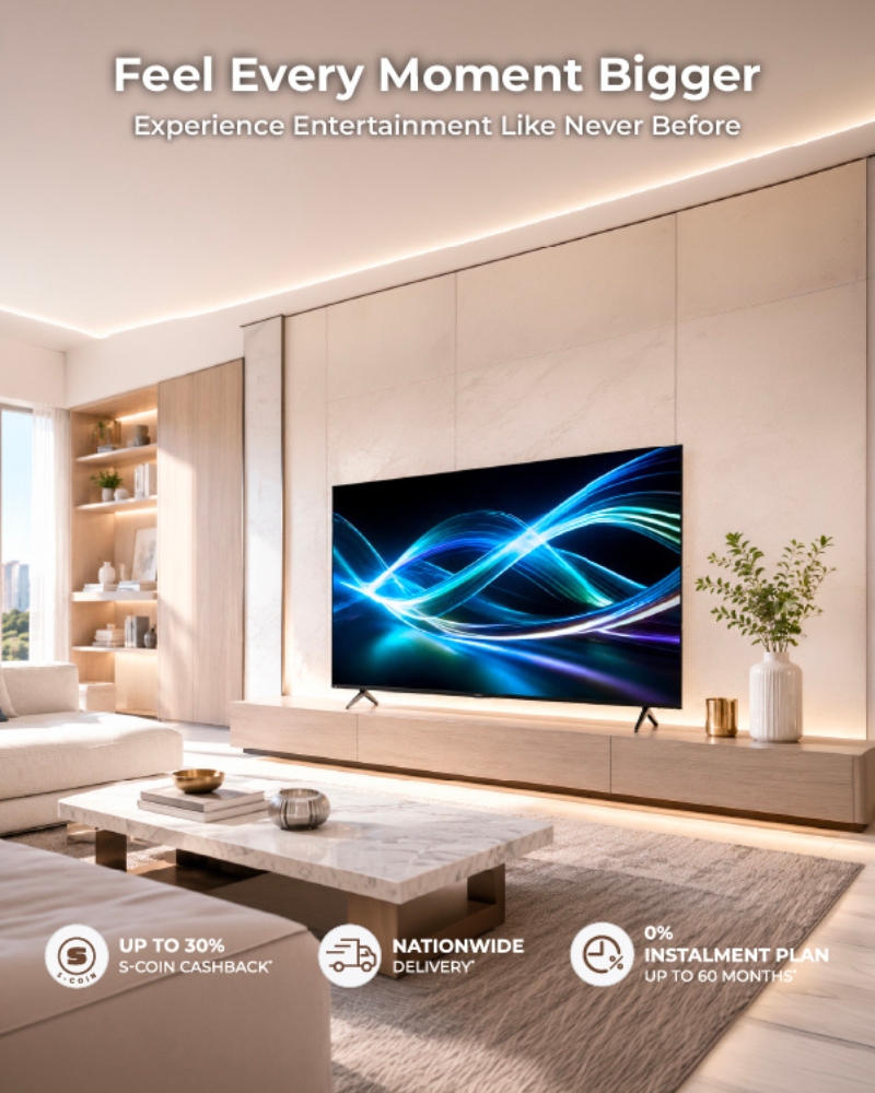 Sharp TV in a modern living room.
