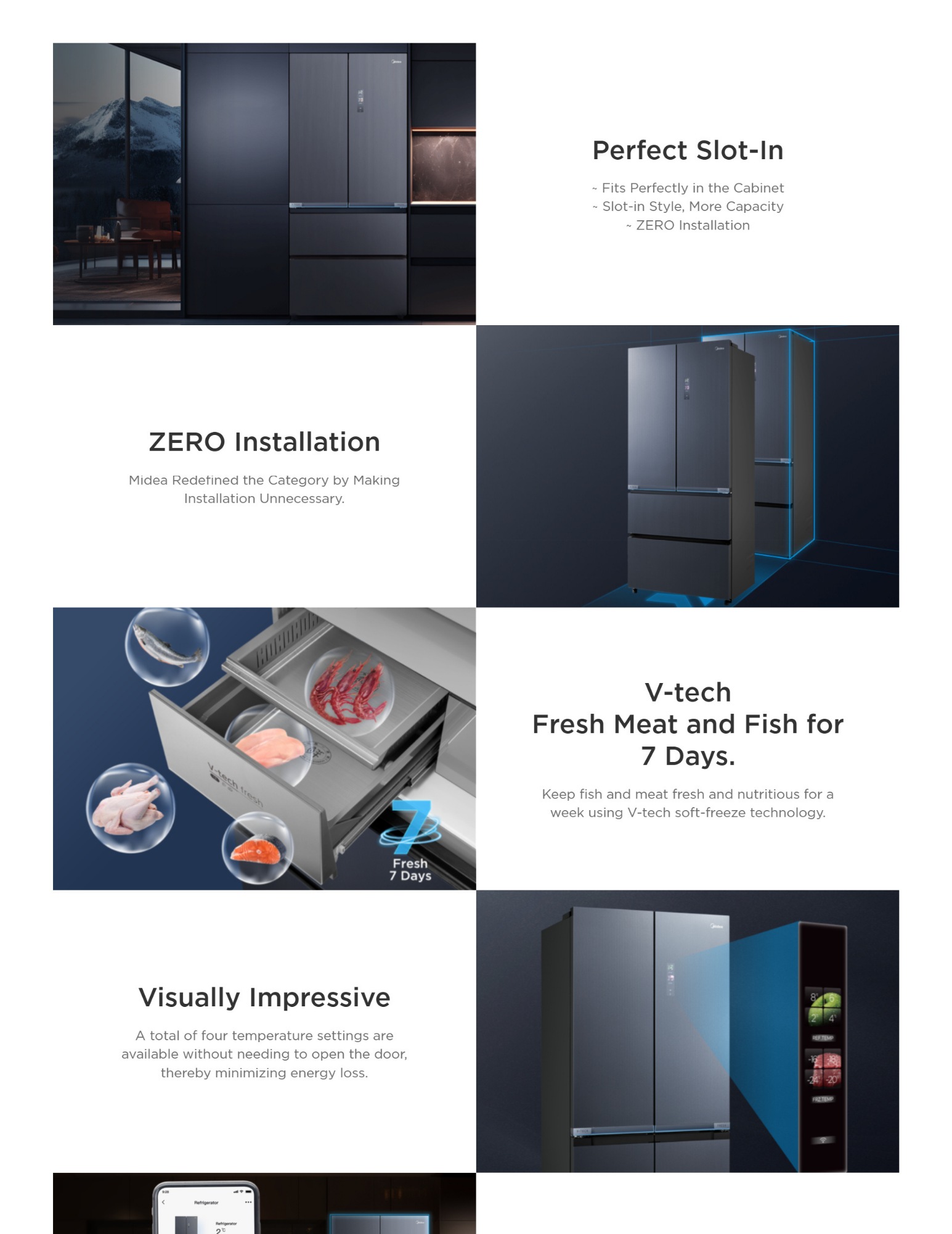 Built-in French door fridge with seamless cabinet fit