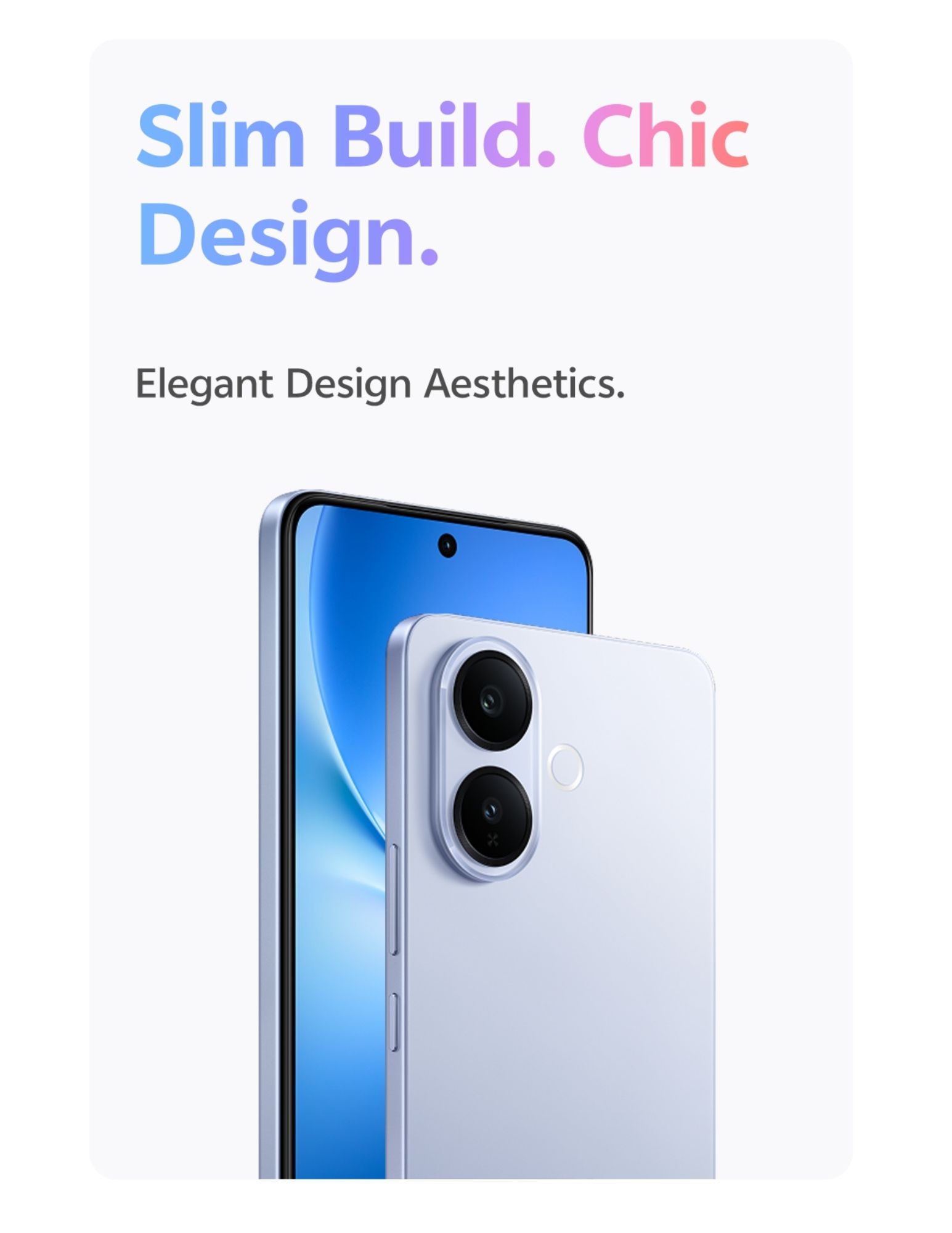 Slim vivo V60 Lite design showing elegant dual camera