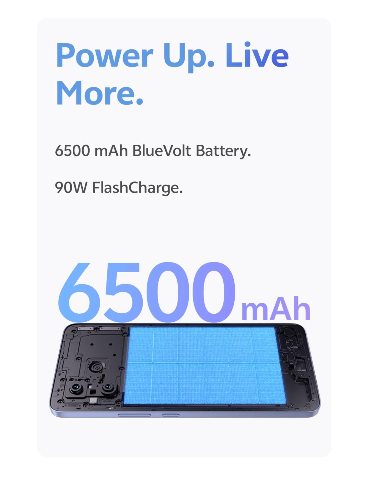 6500mAh battery with 90W FlashCharge internal view