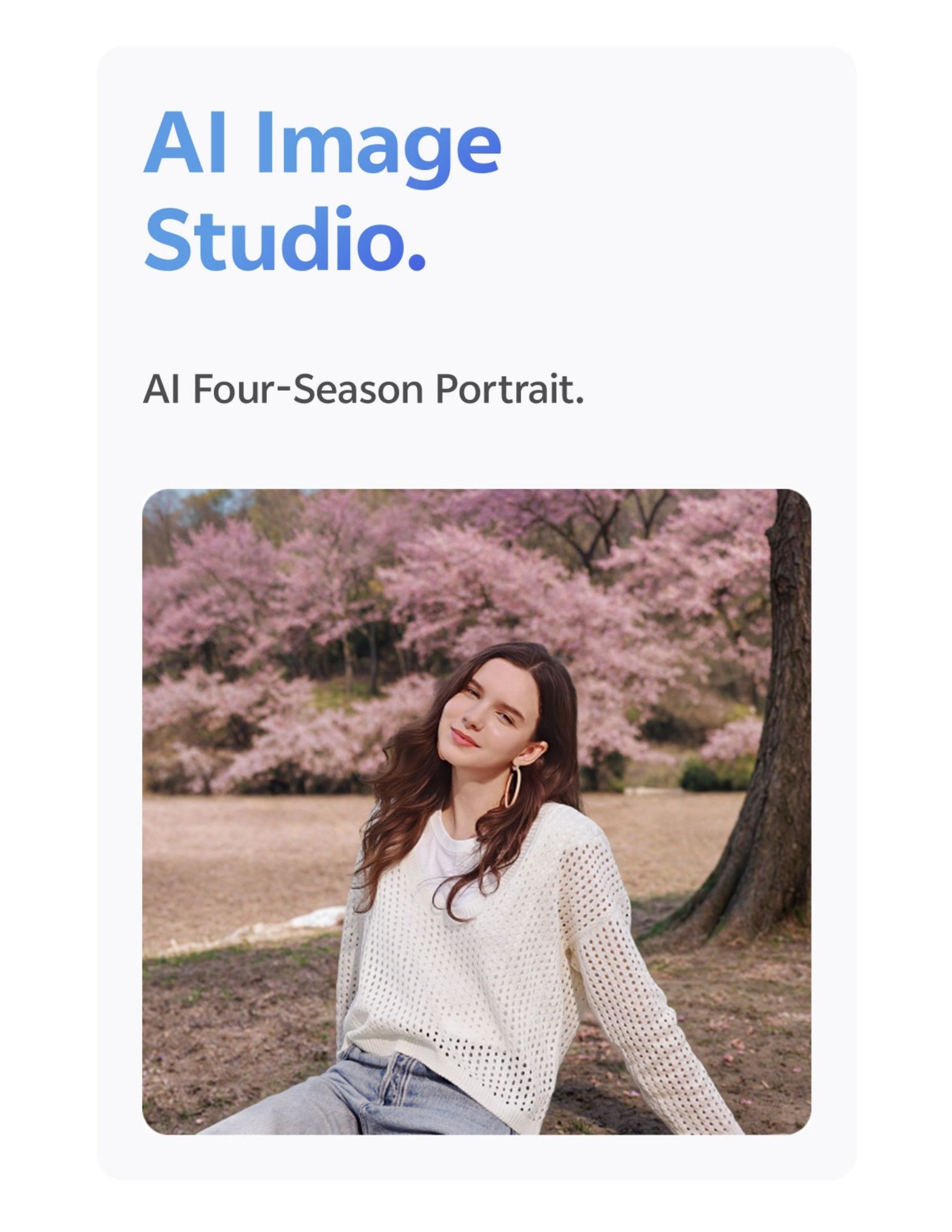 AI four-season portrait photo with natural background