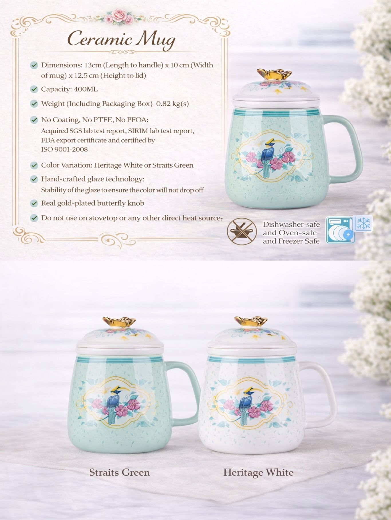 Two Mug Specifications each have 400ML capacity