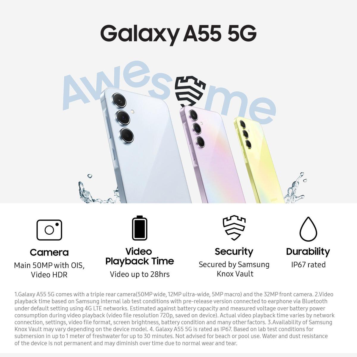 SAMSUNG Galaxy A55 5G, Android, 6.6" FHD+ Super AMOLED Display, 12GB RAM, 256GB ROM, 50MP OIS Camera, Large Battery, phone - Image 4
