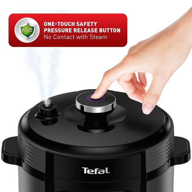 One touch safety pressure release for steam free operation
