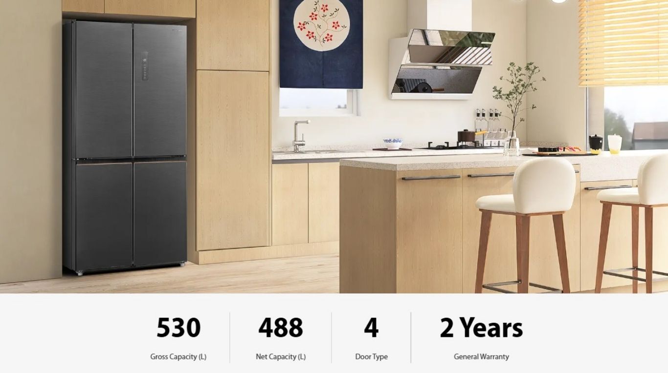 530L four-door refrigerator in modern kitchen setting
