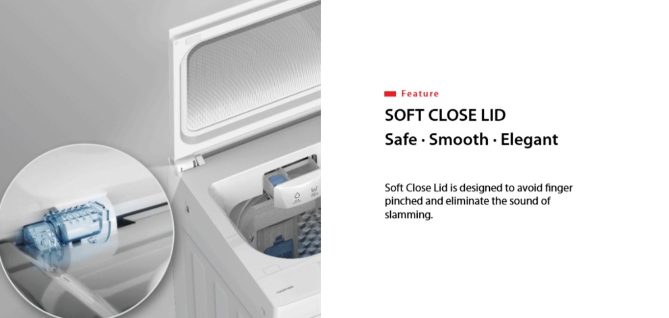 Soft close lid prevents finger pinch and reduces noise