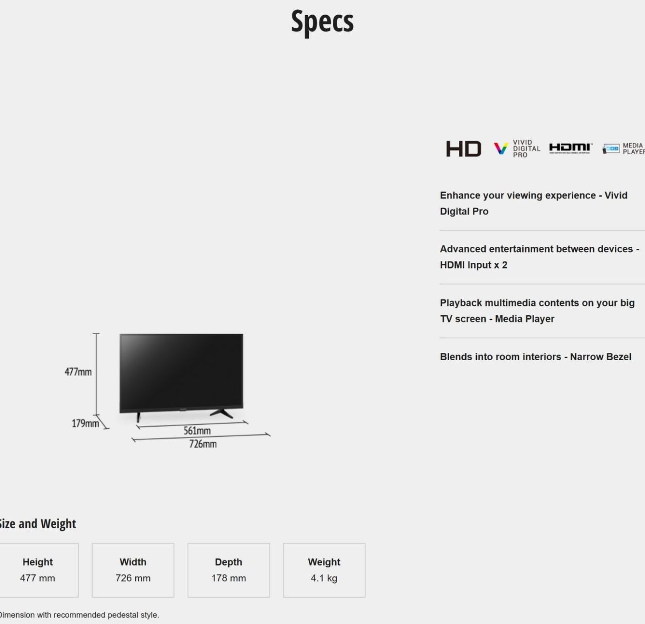 Compact TV dimensions and size measurement guide