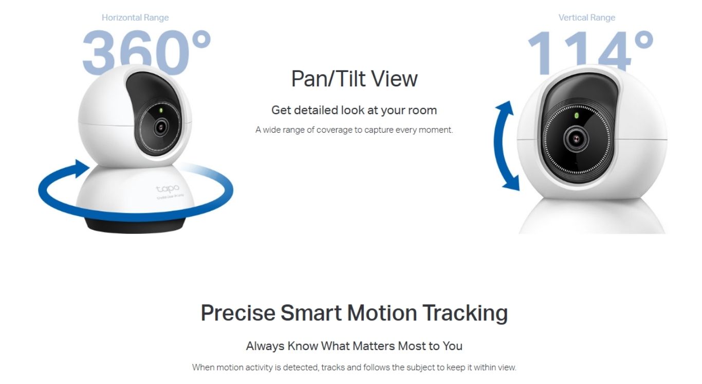 360° pan and 114° tilt view for full room coverage
