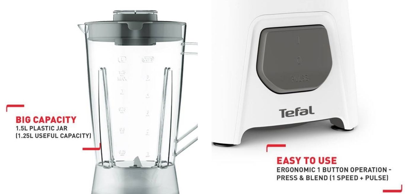 1.5L blender jar with easy one button operation