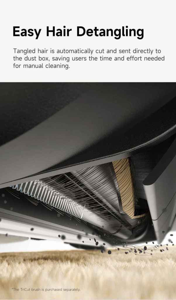 L10s Ultra Gen 2 automatically detangling hair for cleaning.